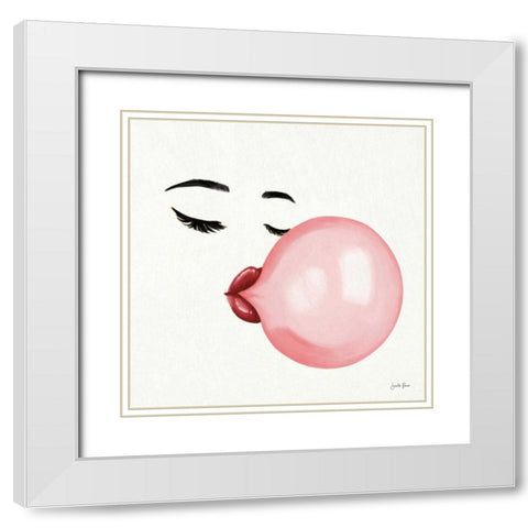 Bubble Babe I White Modern Wood Framed Art Print with Double Matting by Penner, Janelle