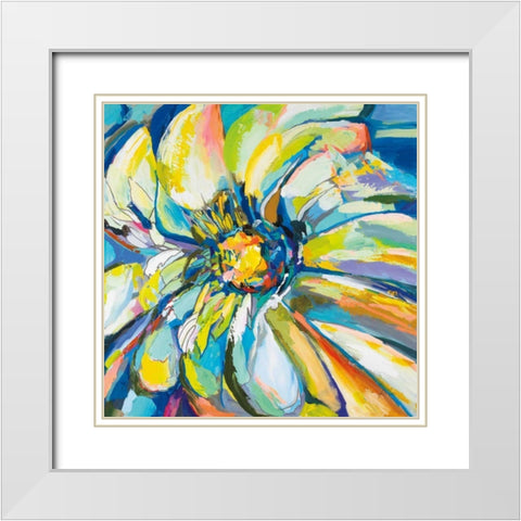 Zinnia White Modern Wood Framed Art Print with Double Matting by Vertentes, Jeanette