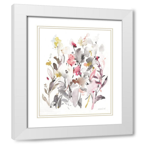 Breezy Florals I White Modern Wood Framed Art Print with Double Matting by Nai, Danhui