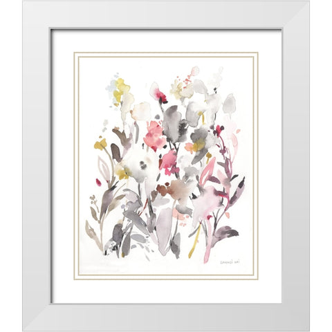 Breezy Florals I White Modern Wood Framed Art Print with Double Matting by Nai, Danhui