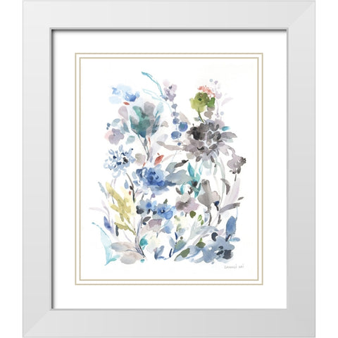 Breezy Florals II White Modern Wood Framed Art Print with Double Matting by Nai, Danhui