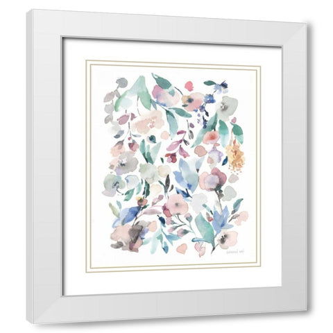 Breezy Florals III White Modern Wood Framed Art Print with Double Matting by Nai, Danhui