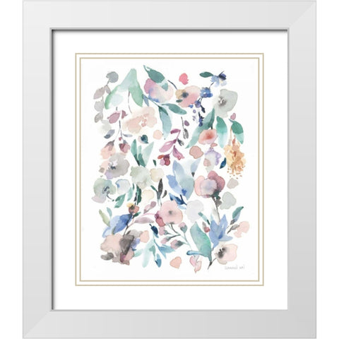 Breezy Florals III White Modern Wood Framed Art Print with Double Matting by Nai, Danhui