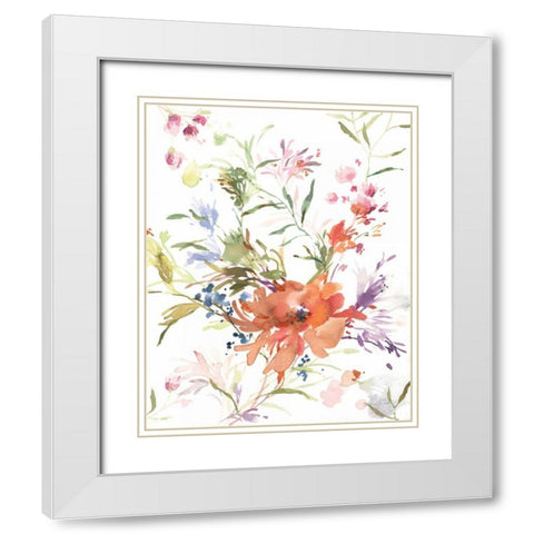 Breezy Florals IV White Modern Wood Framed Art Print with Double Matting by Nai, Danhui