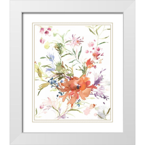 Breezy Florals IV White Modern Wood Framed Art Print with Double Matting by Nai, Danhui