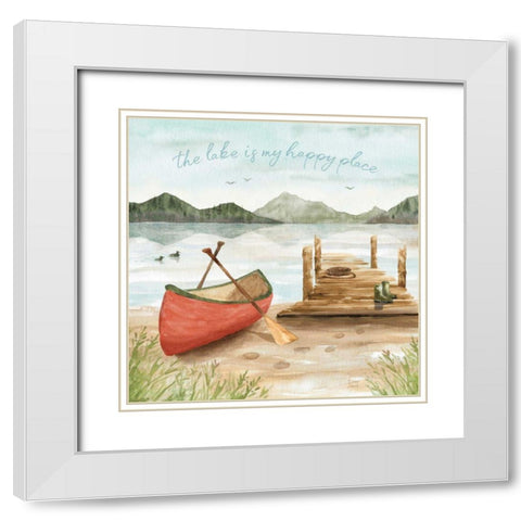 Lake Love III White Modern Wood Framed Art Print with Double Matting by June, Dina