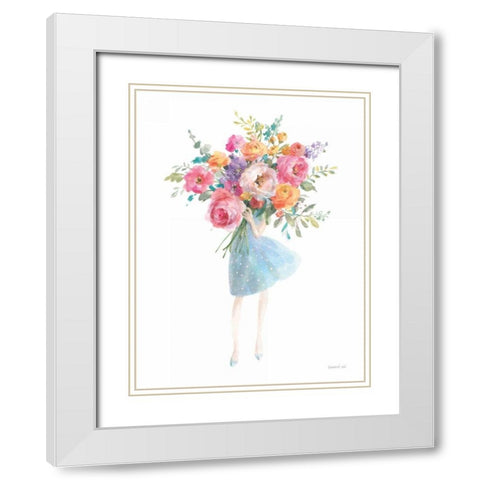 Bursting with Flowers White Modern Wood Framed Art Print with Double Matting by Nai, Danhui