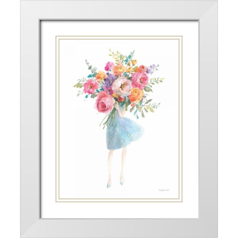 Bursting with Flowers White Modern Wood Framed Art Print with Double Matting by Nai, Danhui