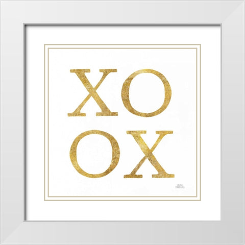 Love Letters XoXo White Modern Wood Framed Art Print with Double Matting by Marshall, Laura