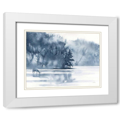 Winter Lake White Modern Wood Framed Art Print with Double Matting by Pete, Katrina