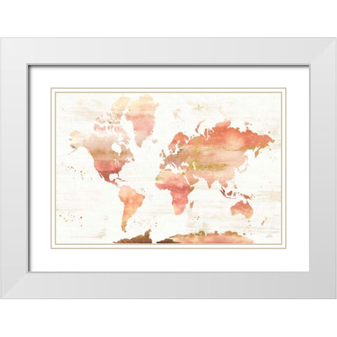 Desert Blooms Abstract Map White Modern Wood Framed Art Print with Double Matting by Marshall, Laura
