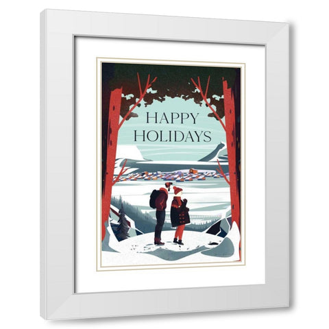 Happy Holidays White Modern Wood Framed Art Print with Double Matting by Escalante, Omar