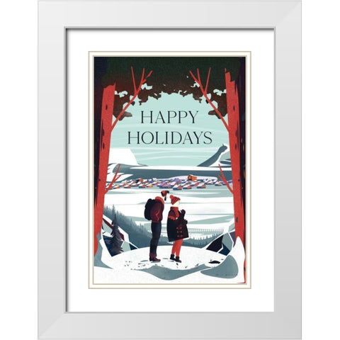 Happy Holidays White Modern Wood Framed Art Print with Double Matting by Escalante, Omar
