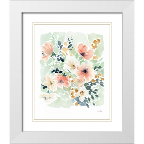 Spring Florals White Modern Wood Framed Art Print with Double Matting by Pete, Katrina