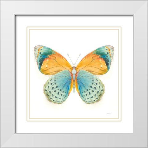 Fragile Wings Butterfly I White Modern Wood Framed Art Print with Double Matting by Nai, Danhui