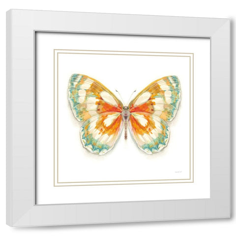 Fragile Wings Butterfly II White Modern Wood Framed Art Print with Double Matting by Nai, Danhui