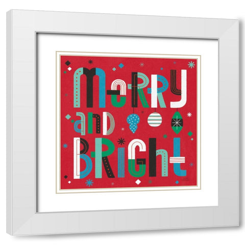 Retro Holiday IV Bright White Modern Wood Framed Art Print with Double Matting by Marshall, Laura