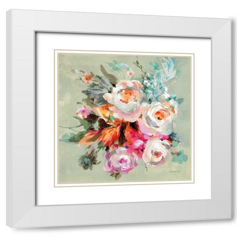 Windblown Blooms I White Modern Wood Framed Art Print with Double Matting by Nai, Danhui