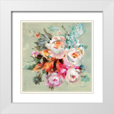 Windblown Blooms I White Modern Wood Framed Art Print with Double Matting by Nai, Danhui