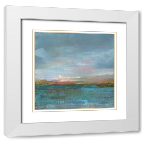 Open Water Sunrise White Modern Wood Framed Art Print with Double Matting by Nai, Danhui