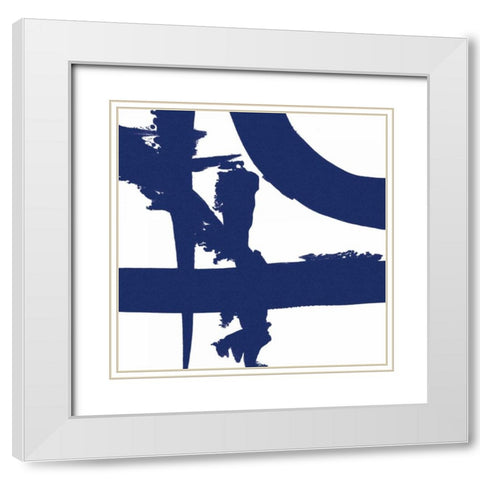 Crossing Paths II Cobalt White Modern Wood Framed Art Print with Double Matting by Adams, Sarah