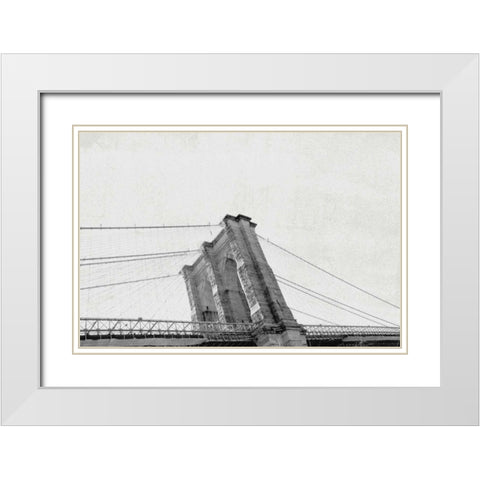 Brooklyn Bridge From Below White Modern Wood Framed Art Print with Double Matting by Wild Apple Portfolio