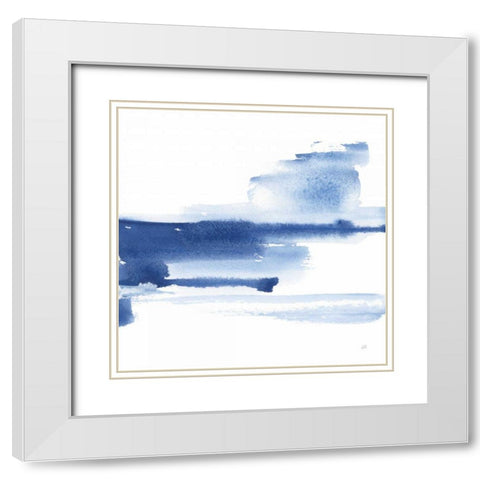Classic Blue III White Modern Wood Framed Art Print with Double Matting by Paschke, Chris
