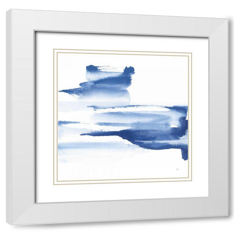 Classic Blue IV White Modern Wood Framed Art Print with Double Matting by Paschke, Chris