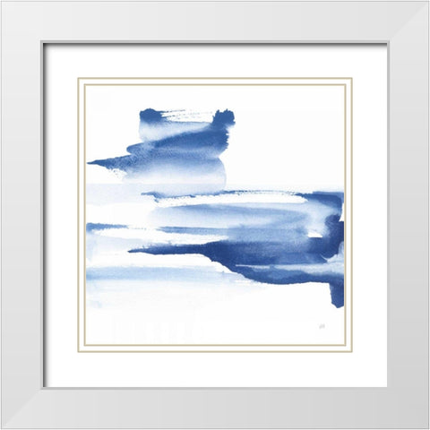 Classic Blue IV White Modern Wood Framed Art Print with Double Matting by Paschke, Chris