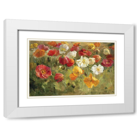 Poppy Field White Modern Wood Framed Art Print with Double Matting by Nai, Danhui