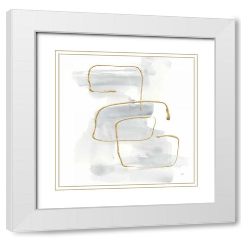 Cool Gray Gold I White Modern Wood Framed Art Print with Double Matting by Paschke, Chris