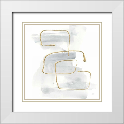 Cool Gray Gold I White Modern Wood Framed Art Print with Double Matting by Paschke, Chris
