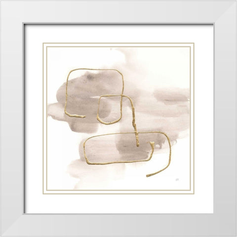 Warm Gray Gold I White Modern Wood Framed Art Print with Double Matting by Paschke, Chris