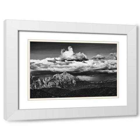 View of the Peaks White Modern Wood Framed Art Print with Double Matting by Aledanda
