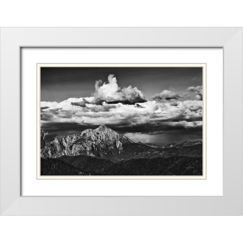 View of the Peaks White Modern Wood Framed Art Print with Double Matting by Aledanda