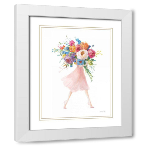 Bursting with Flowers II White Modern Wood Framed Art Print with Double Matting by Nai, Danhui