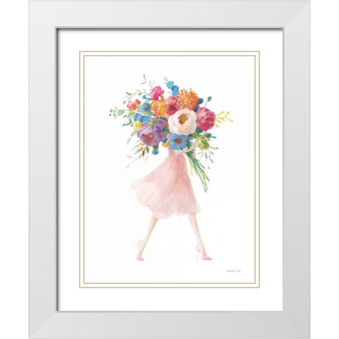 Bursting with Flowers II White Modern Wood Framed Art Print with Double Matting by Nai, Danhui