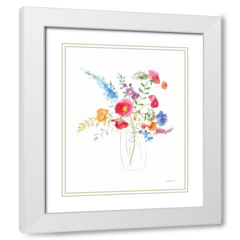 Semi Abstract Floral II White Modern Wood Framed Art Print with Double Matting by Nai, Danhui