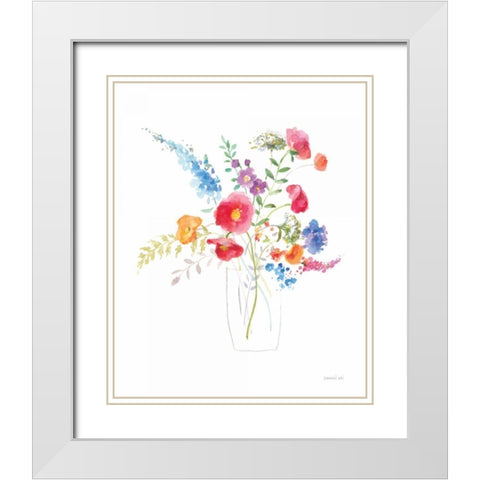 Semi Abstract Floral II White Modern Wood Framed Art Print with Double Matting by Nai, Danhui