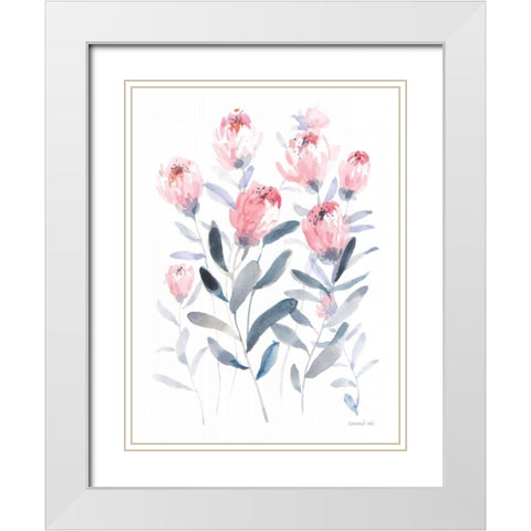 All the Protea White Modern Wood Framed Art Print with Double Matting by Nai, Danhui
