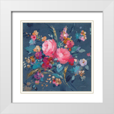 Joyful Bouquet White Modern Wood Framed Art Print with Double Matting by Nai, Danhui