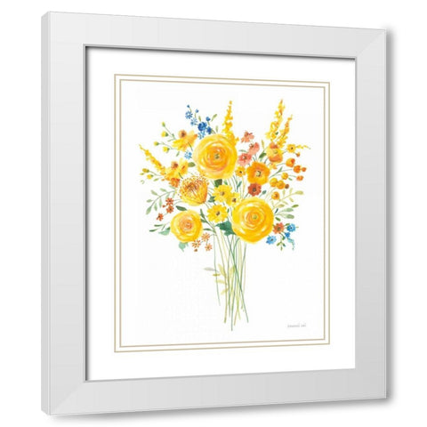 Sunshine Bouquet II White Modern Wood Framed Art Print with Double Matting by Nai, Danhui