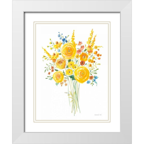 Sunshine Bouquet II White Modern Wood Framed Art Print with Double Matting by Nai, Danhui