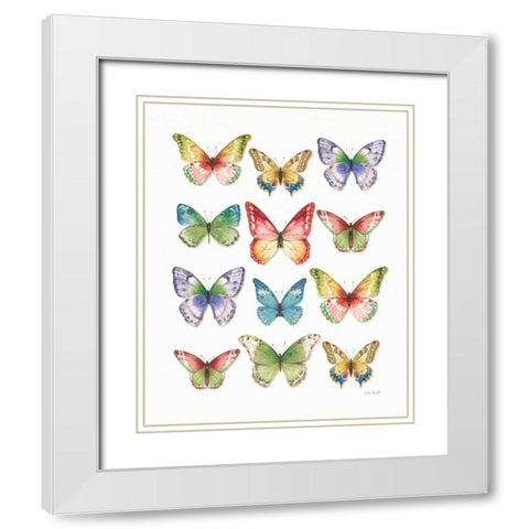 Colorful Breeze Butterflies White Modern Wood Framed Art Print with Double Matting by Audit, Lisa