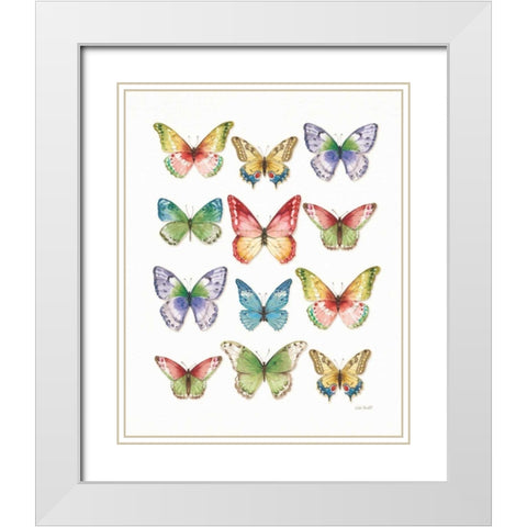 Colorful Breeze Butterflies White Modern Wood Framed Art Print with Double Matting by Audit, Lisa