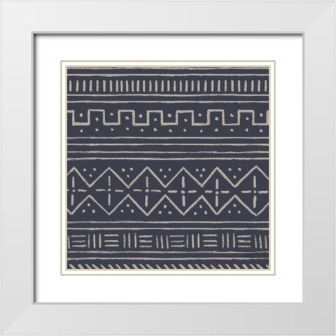 Jungle Love Pattern V Blue Sq II White Modern Wood Framed Art Print with Double Matting by Penner, Janelle