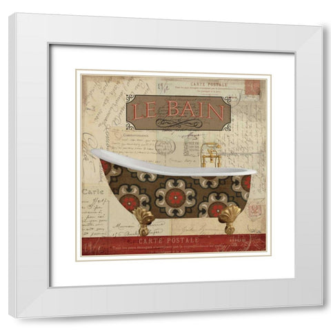 Postcard bath I White Modern Wood Framed Art Print with Double Matting by Pela Studio