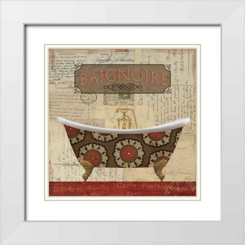 Postcard Bath II White Modern Wood Framed Art Print with Double Matting by Pela Studio