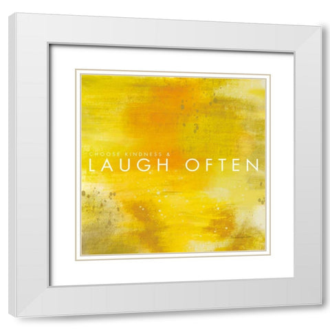 Laugh Often White Modern Wood Framed Art Print with Double Matting by Charro, Mercedes Lopez