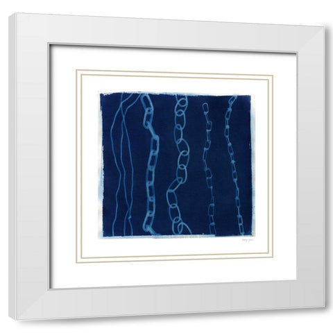 Cyanotype Tools V White Modern Wood Framed Art Print with Double Matting by Green, Nancy